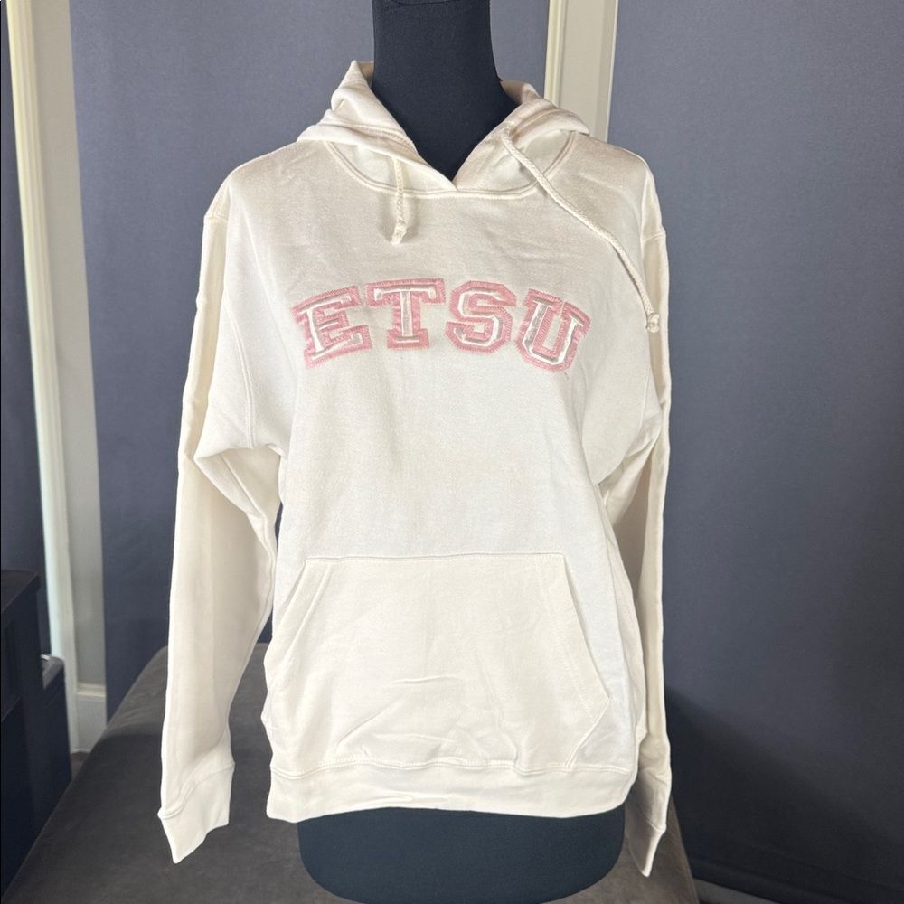 Women’s White Embroidered ‘ETSU’ Hoodie East Tennessee State University Size M